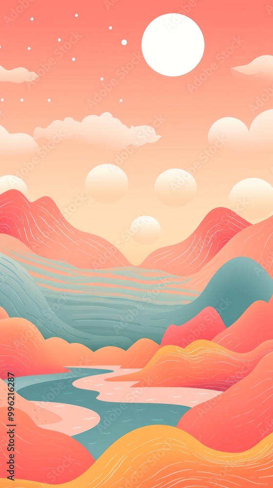 Sunrise illustration outdoors nature tranquility. Sunrise illustration outdoors nature tranquility.