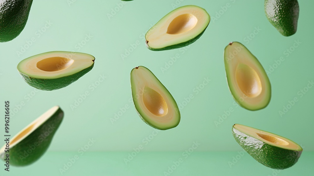 Minimalist Scene of Avocado Slices Minimalist Scene of Avocado Slices