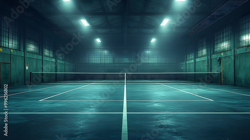 A Gray Glass Wall in the Middle of an Indoor Padel Court 