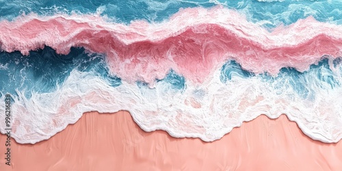 Serene Pink Beach with Soft Blue Waves