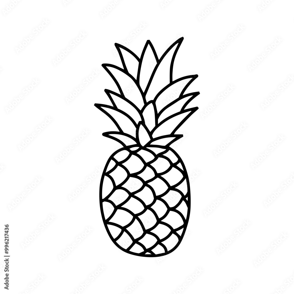 Obraz premium Pineapple in doodle style. Vector, on a white background