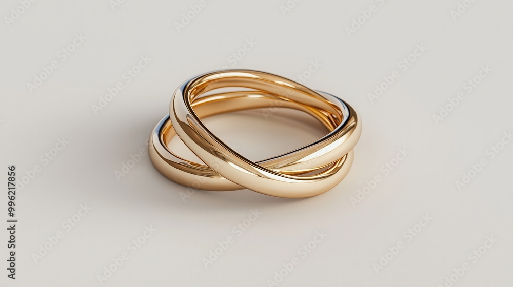 A close-up of intertwined gold rings showcasing elegance and sophistication, ideal for weddings or special occasions. A close-up of intertwined gold rings showcasing elegance and sophistication, ideal for weddings or special occasions.