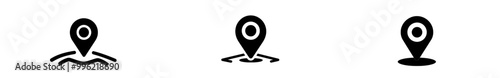 A location pin icon symbol line, flat set. A social design modern in a trendy style isolated on a transparent background. An FAQ icon for use on a website, app or mobile device.