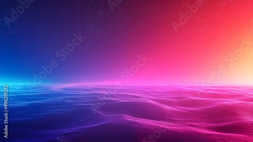 A stunning gradient ocean view with vibrant purple and blue waves at sunset.