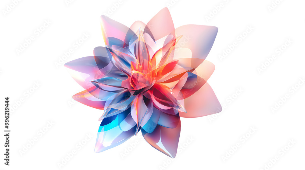 Fototapeta premium flower holographic, hologram, flower on transparent background