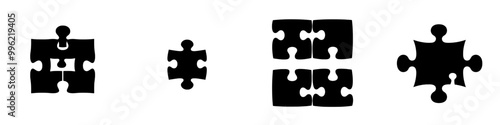 The puzzle piece icon is a modern graphics element silhouette sign symbol illustration on a transparent background