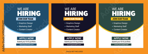 hiring job vacancy social media post or square web banner template vector design template