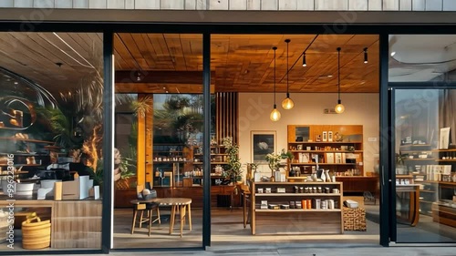 A beautiful modern storefront that embodies the dream of a business, drawing clients in with its distinctive goods and welcoming ambiance.