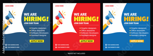 hiring job vacancy social media post or square web banner template vector design template