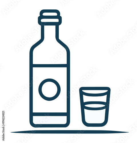 Alkohol butelka i kieliszek ilustracja