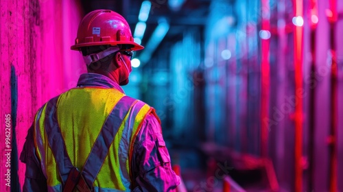 Construction Worker in Safety Gear on Job Site