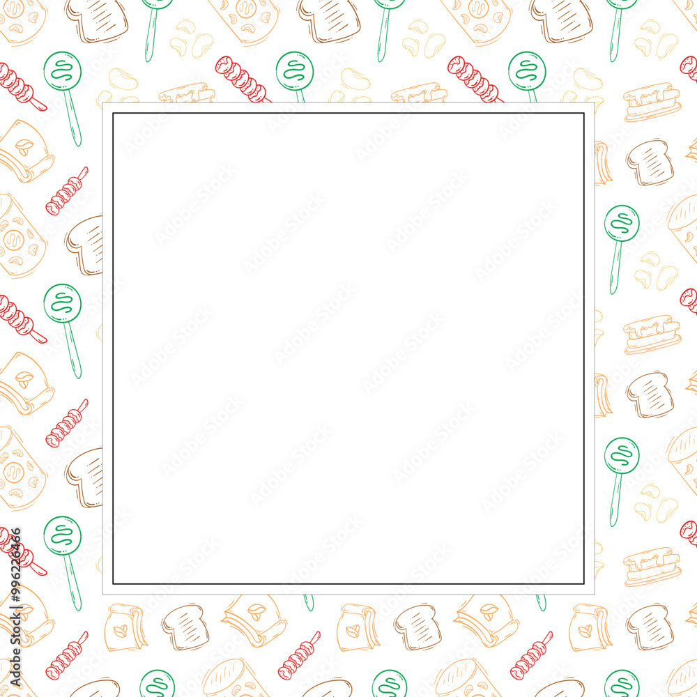 hand drawn food frame. doodle frame background hand drawn food frame. doodle frame background