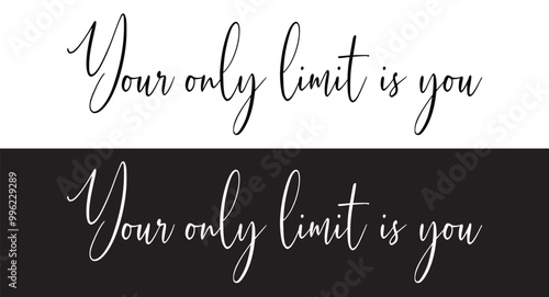 You are your only limit lettering phrase black color modern calligraphy. Goals suck System matters motivational poster for gym, textile, prints. Discipline inspirational poster in eps 10.