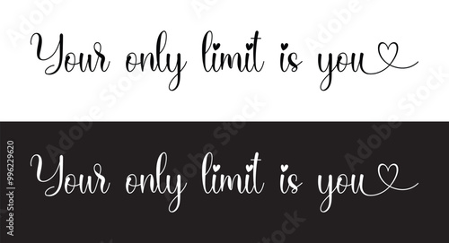 You are your only limit lettering phrase black color modern calligraphy. Goals suck System matters motivational poster for gym, textile, prints. Discipline inspirational poster in eps 10.