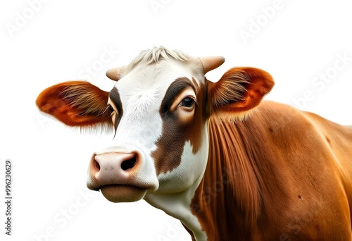 red cow isolated on white background, 3 d illustration, 3 d rendering. photo