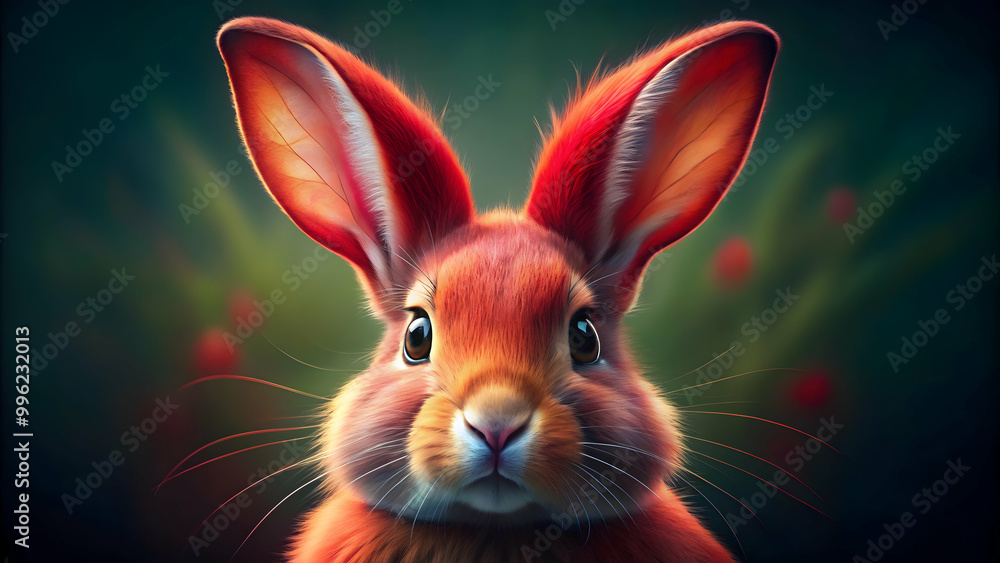Scarlet-topped bunny with a digital art portrait, bunny, portrait, digital, art, scarlet, vibrant, colorful, cute, whimsical Scarlet-topped bunny with a digital art portrait, bunny, portrait, digital, art, scarlet, vibrant, colorful, cute, whimsical
