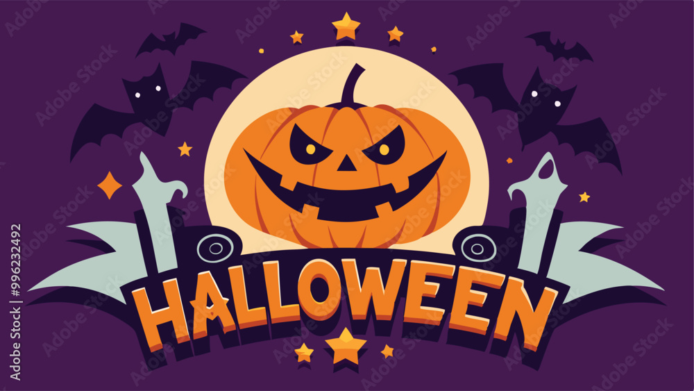Happy halloween background with pumpkin and bats Happy halloween background with pumpkin and bats