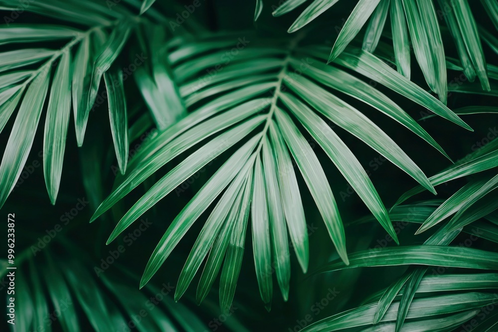 Fototapeta premium Lush Green Palm Fronds with Detailed Veining