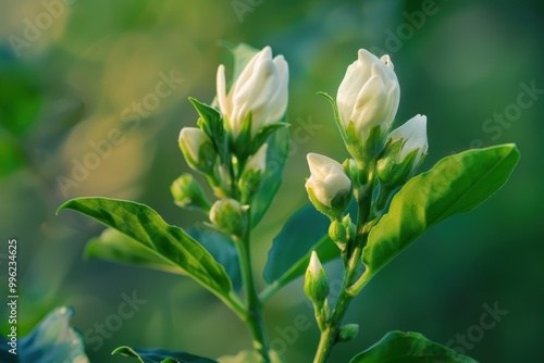 Arabian jasmine or White mogra buds photo