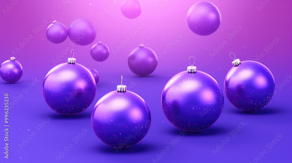 Fototapeta premium Illustration of christmas balls on a violet background