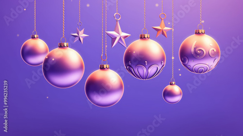 Illustration of christmas balls on a violet background