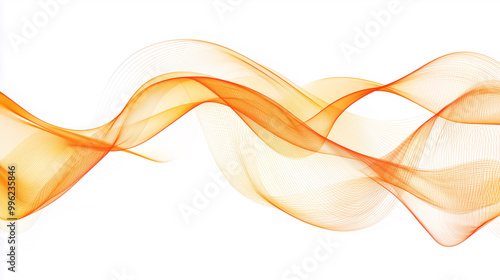 abstract orange background, wavy abstract orange lines in wave shape, data flow concept, white background and orange wave flow