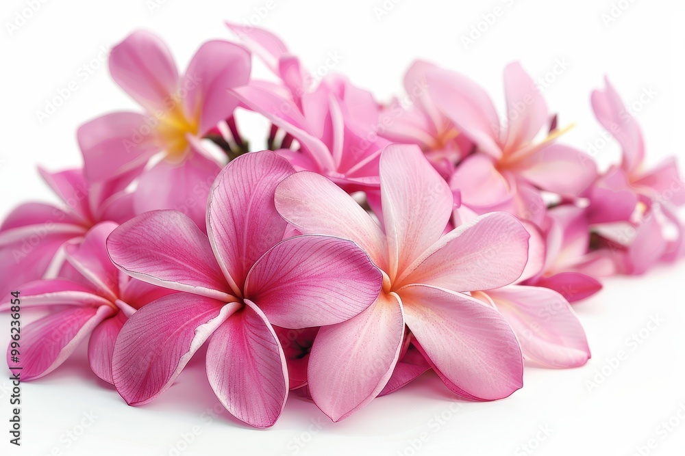 Cluster of pink Frangipani on white background Cluster of pink Frangipani on white background