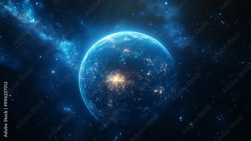 Fototapeta premium Connected Globe: Earth's Digital Network