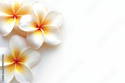 Frangipani flower on white backdrop