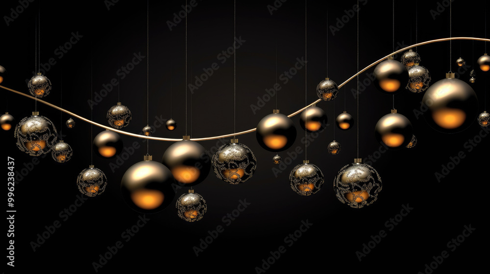 Obraz premium Illustration of christmas balls on a light black background
