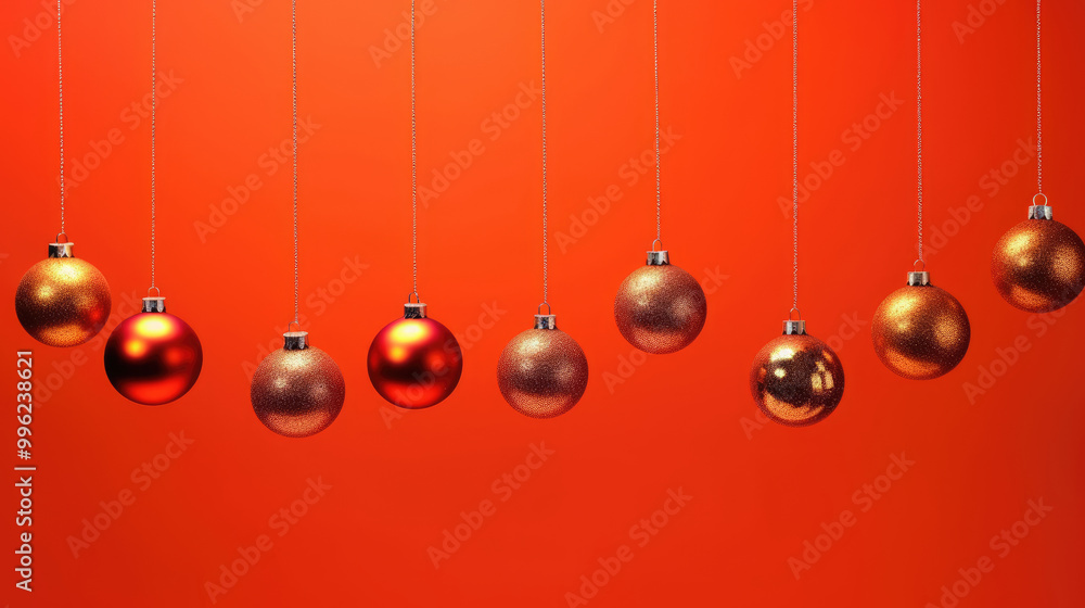 Obraz premium Illustration of christmas balls on a light red background