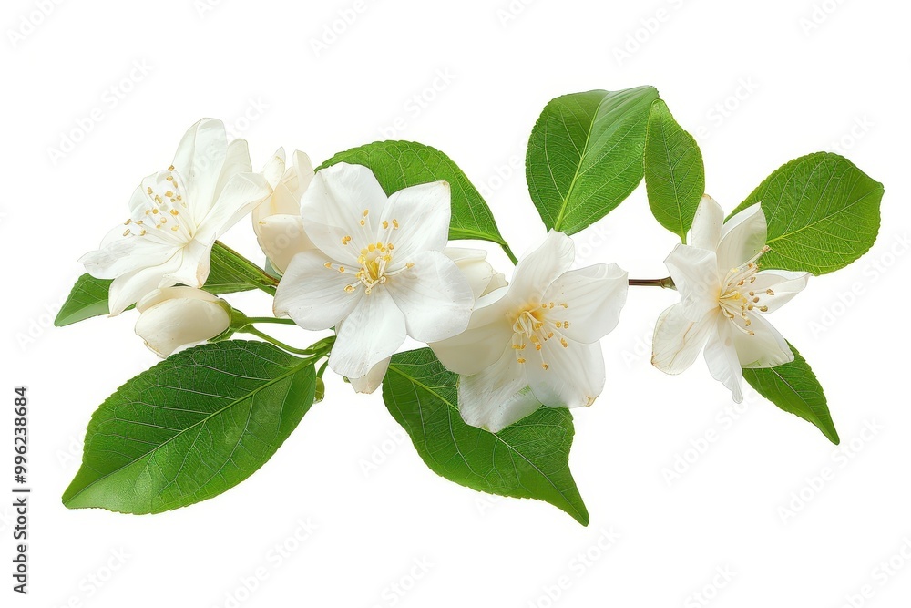 Obraz premium Isolated jasmine bloom with foliage