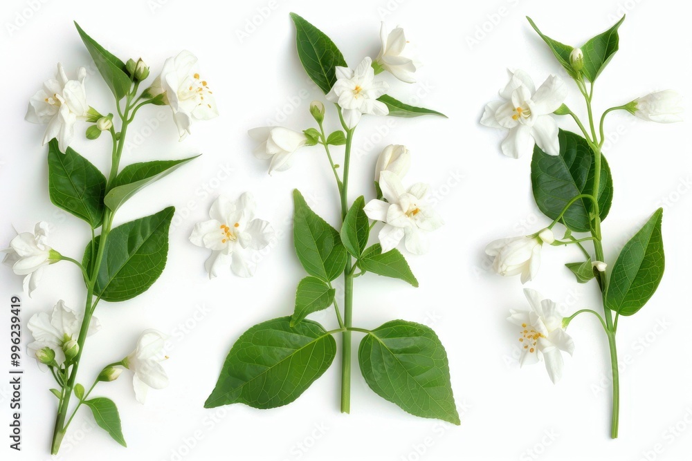 Jasmine flower group on white background Jasmine flower group on white background