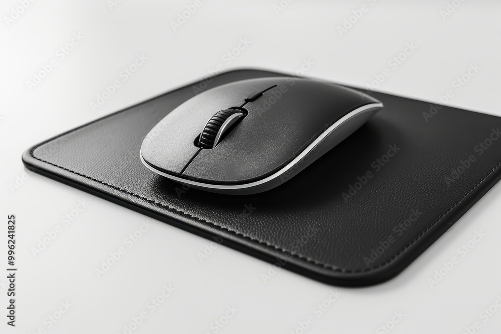 New wireless mouse and pad on white background New wireless mouse and pad on white background