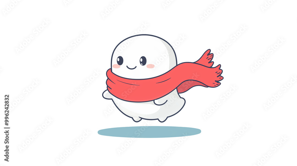 Floating Ghost Wrapped in a Scarf: A kawaii ghost wearing a bright red scarf, floating happily in midair. Floating Ghost Wrapped in a Scarf: A kawaii ghost wearing a bright red scarf, floating happily in midair.