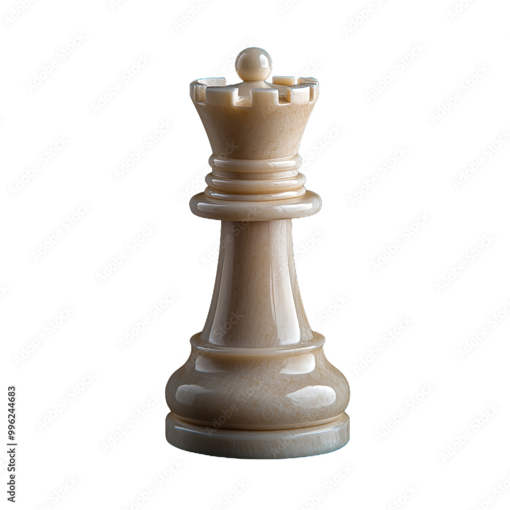 Ivory chess queen piece standing on a transparent background symbolizing strategy and leadership in the game of chess Ivory chess queen piece standing on a transparent background symbolizing strategy and leadership in the game of chess