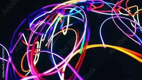Neon Light Show: Colorful Trails of Light 