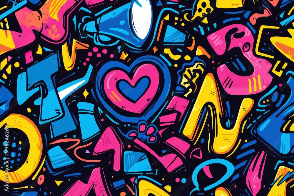 Obraz premium Abstract Graphic Pattern with Vibrant Colors and Geometric Shapes