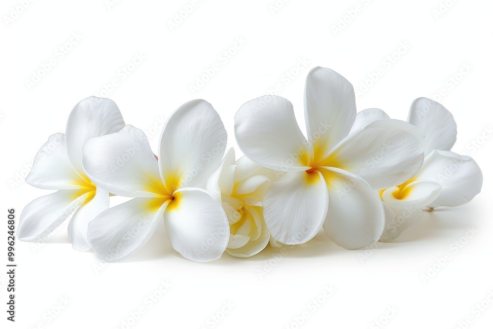 Fototapeta premium White plumeria rubra flowers isolated on white background
