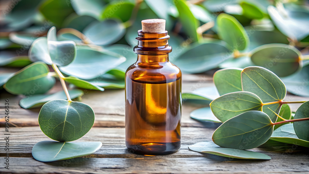 Closeup of a bottle of eucalyptus leaf extract , eucalyptus, leaf, extract, bottle, closeup, natural, organic Closeup of a bottle of eucalyptus leaf extract , eucalyptus, leaf, extract, bottle, closeup, natural, organic