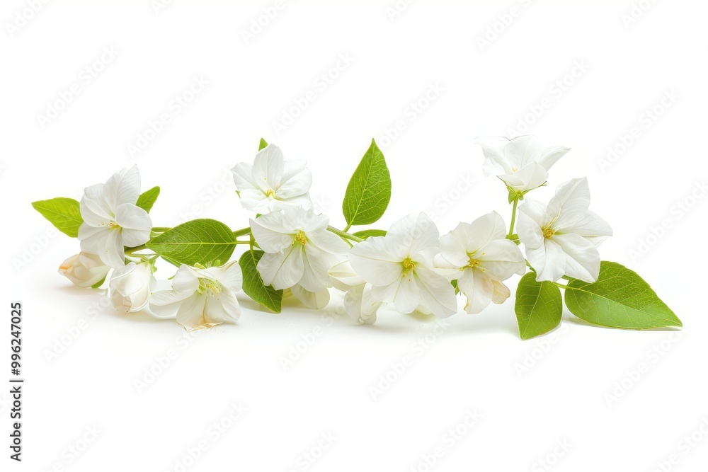 White terry jasmine flowers on white background White terry jasmine flowers on white background