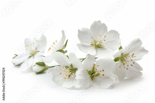 White wild flowers on white background