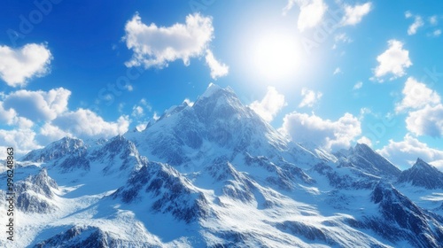 Wallpaper Mural Snow-capped peaks rising majestically against a bright blue sky, reflecting sunlight. Torontodigital.ca