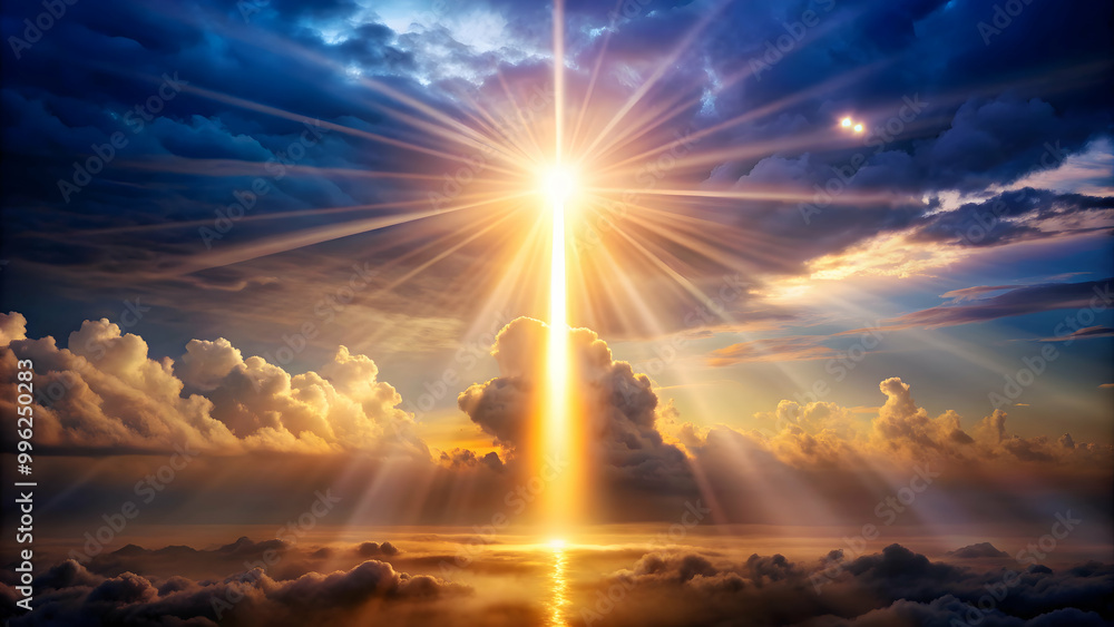 Spiritual light shining down from the heavens, illuminating a peaceful and serene landscape, spiritual, light, shining Spiritual light shining down from the heavens, illuminating a peaceful and serene landscape, spiritual, light, shining