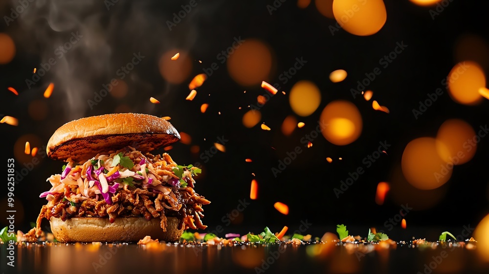 BBQ jackfruit pulled pork sandwich with coleslaw BBQ jackfruit pulled pork sandwich with coleslaw