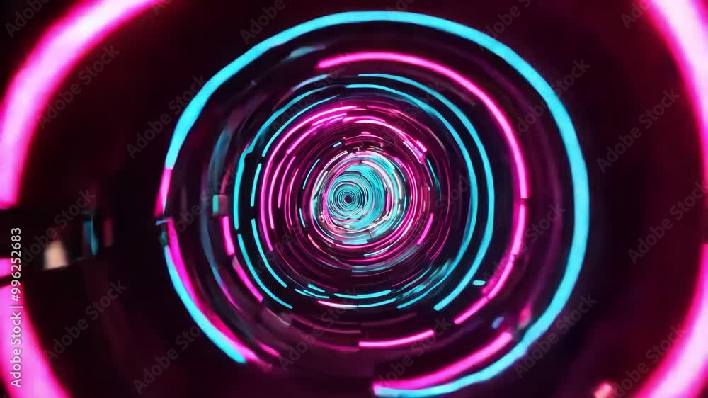 Futuristic neon tunnel with vibrant pink and blue light streaks Futuristic neon tunnel with vibrant pink and blue light streaks