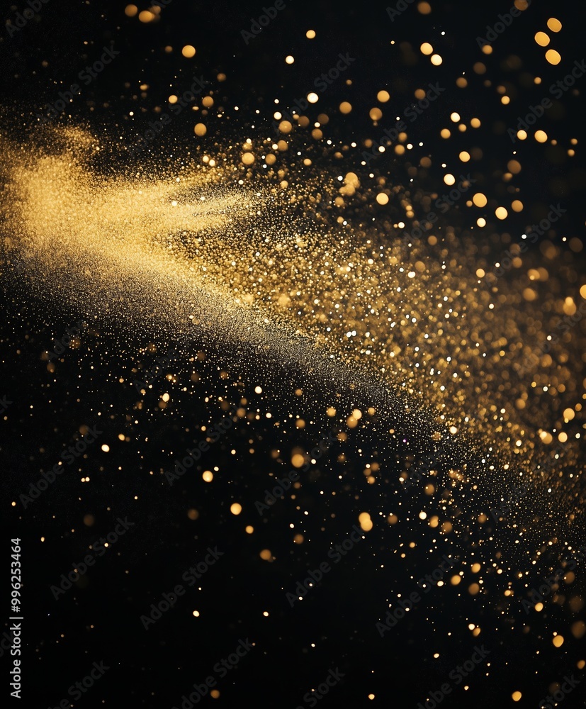 Fototapeta premium A black background with gold glitter particles scattered all over it