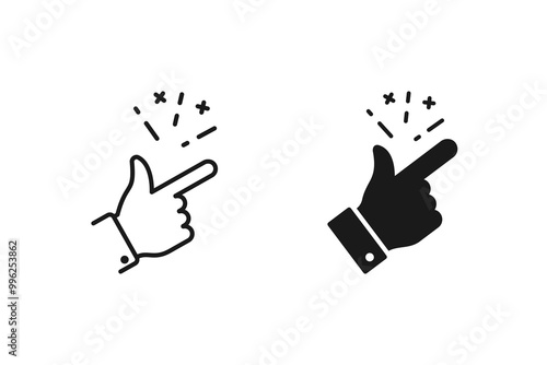 Collection of hand gesture is easy, snap your fingers. Vector isolated icon. color editable