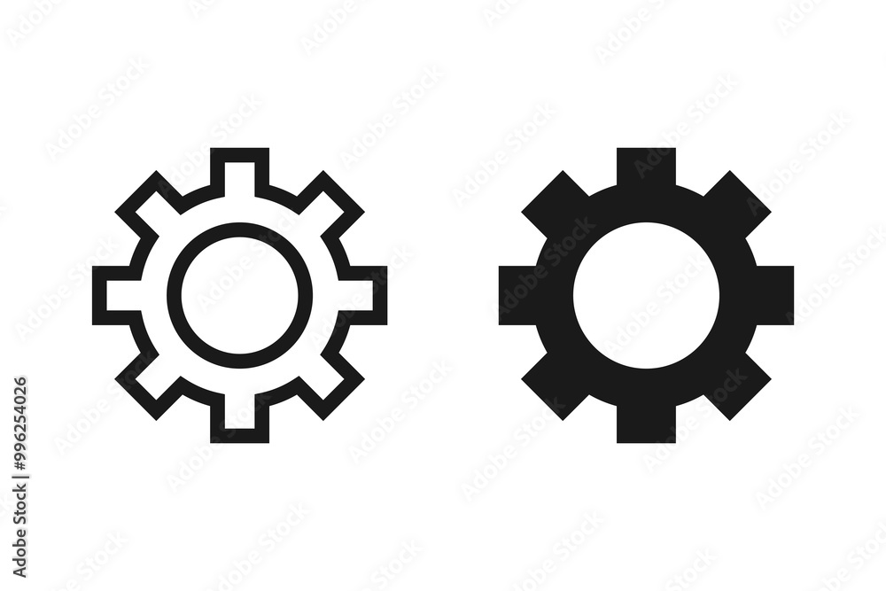 Simple gear setting icon set. Cog wheel icon. Gear wheel icon. Gear setting icon collection Simple gear setting icon set. Cog wheel icon. Gear wheel icon. Gear setting icon collection