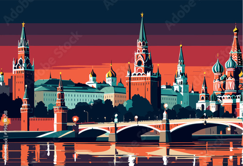 Colorful Digital Artwork of Moscow’s Saint Basil's Cathedral